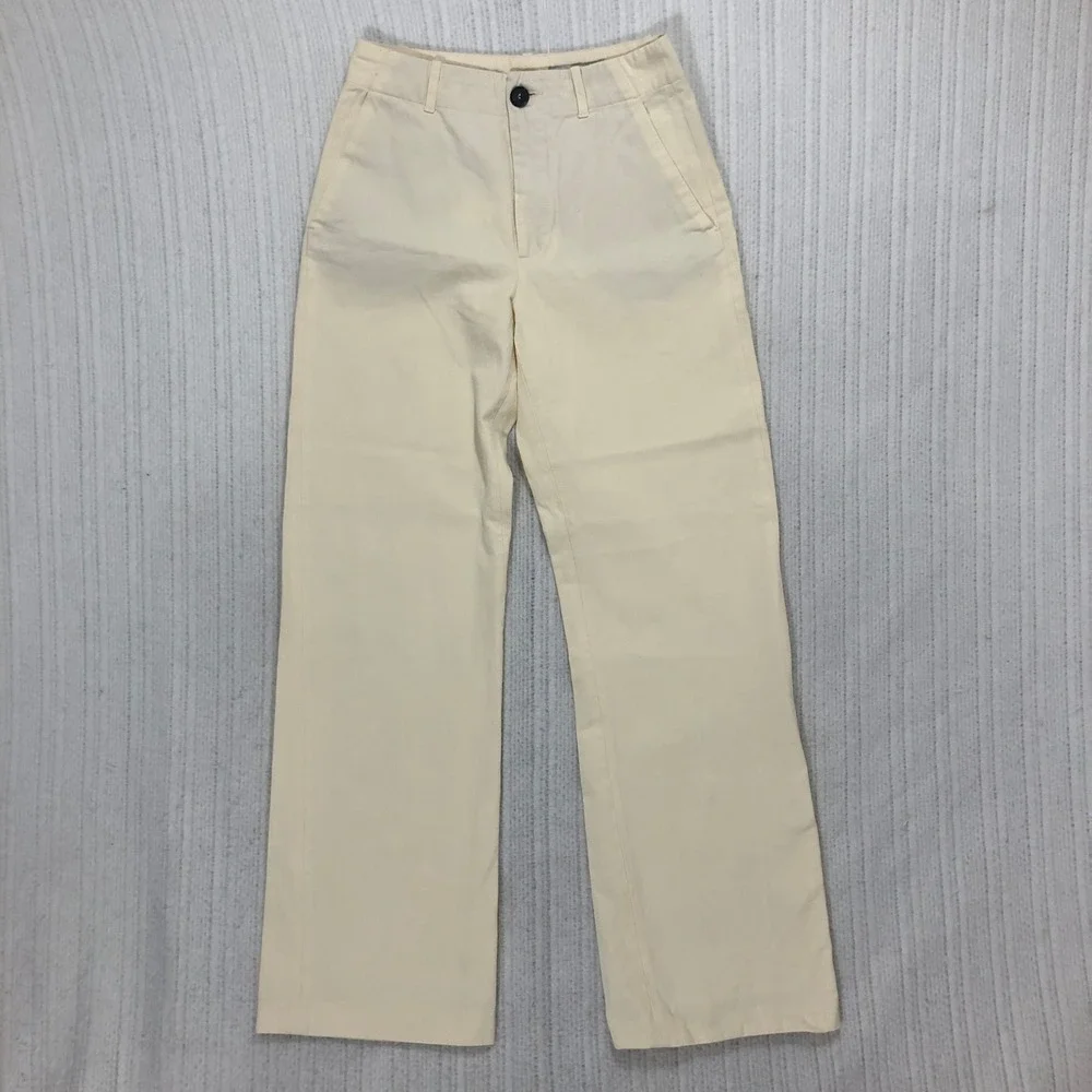 Zara‎ Women's Cream Tailored Trousers XS Straight Leg Dress Pants